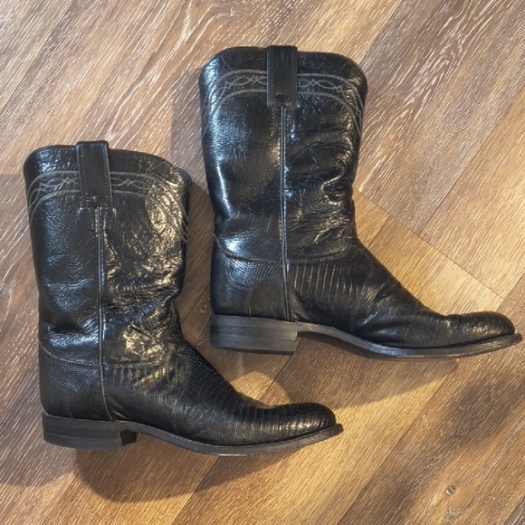 Justin Boots Black Classic Western Boots - Picture 5 of 6